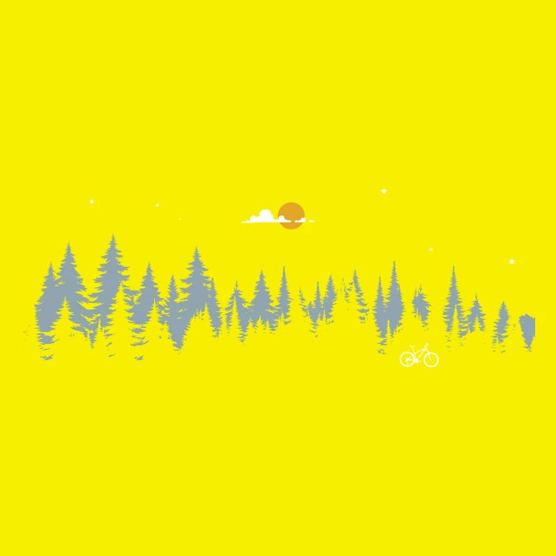 Moonlit Forest Bicycle Scene