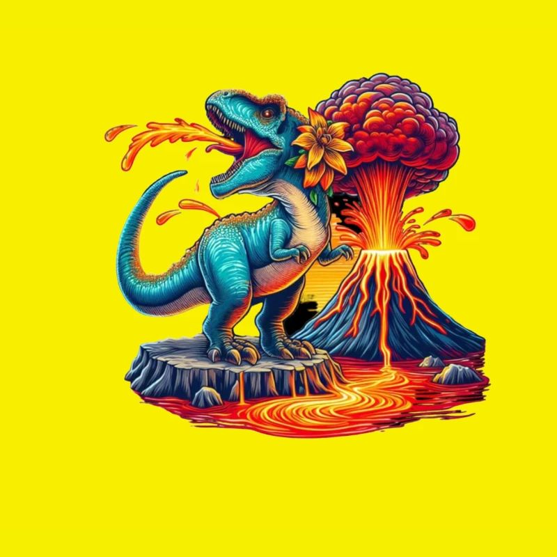 Éruption du volcan Dino avec fleur