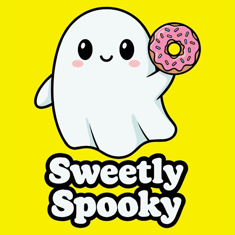 Cute Haunted Ghost with Donut
