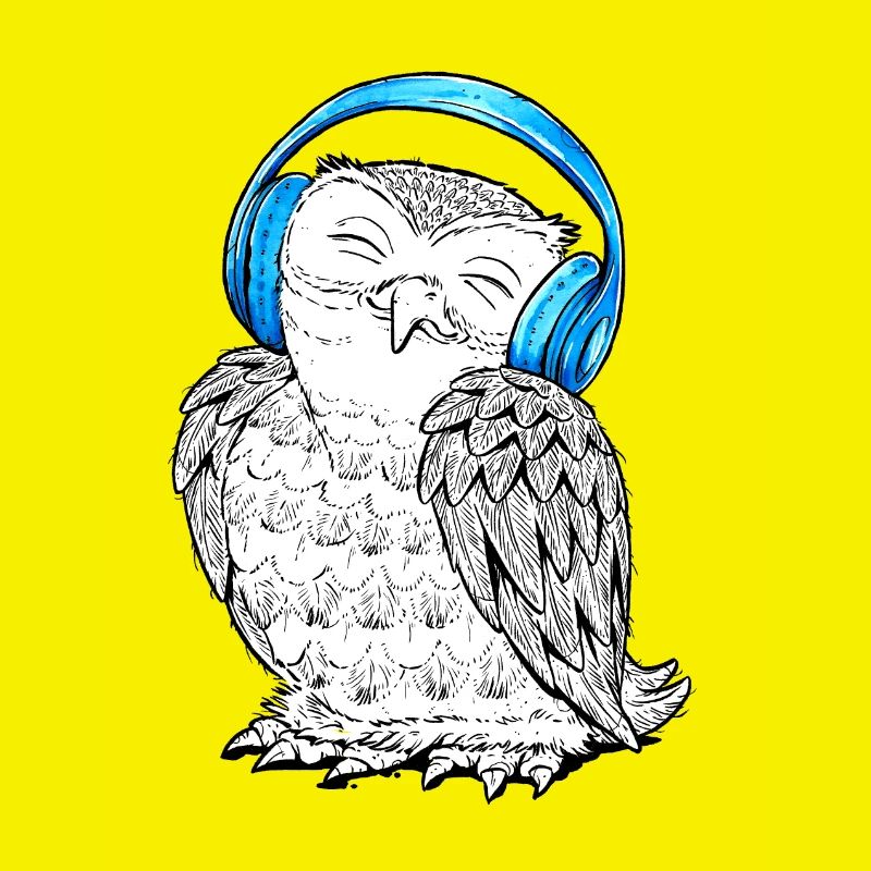 Hibou avec écouteurs