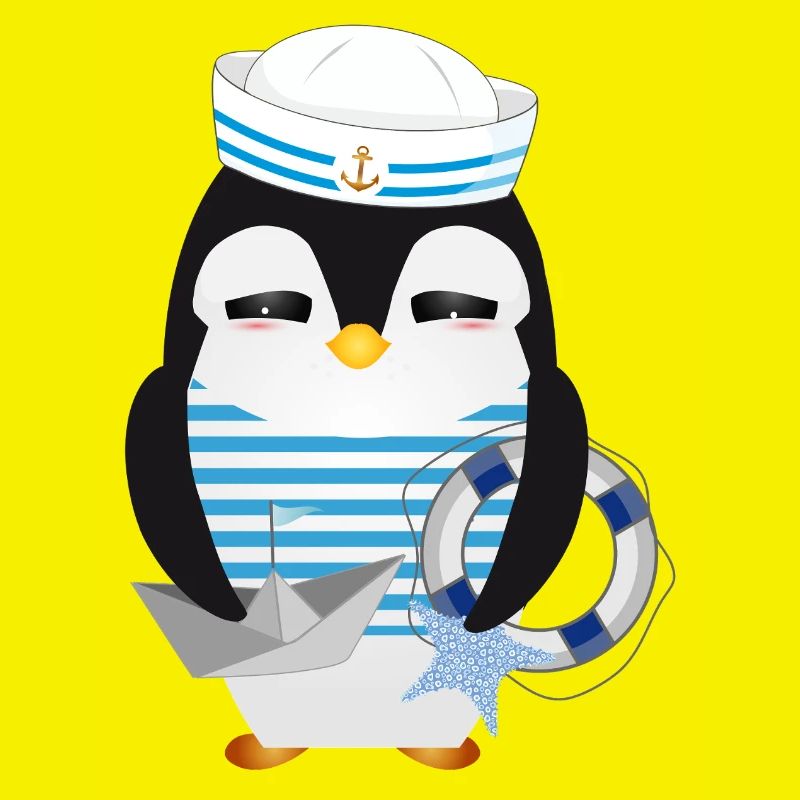 Pingouin mignon comme un marin dans un look marine