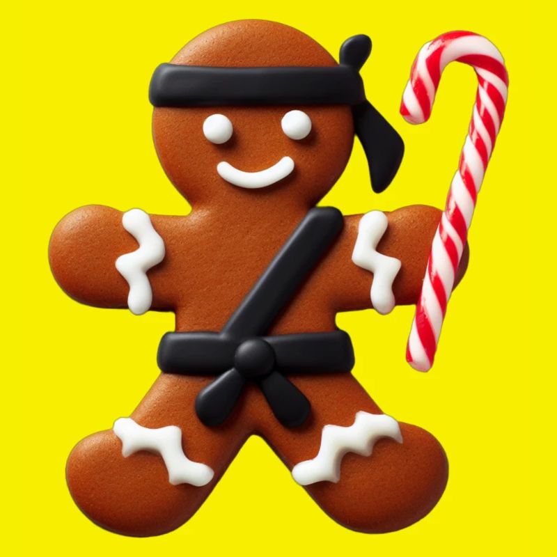 Funny Ninja Gingerbread Man Cookie Candy Cane