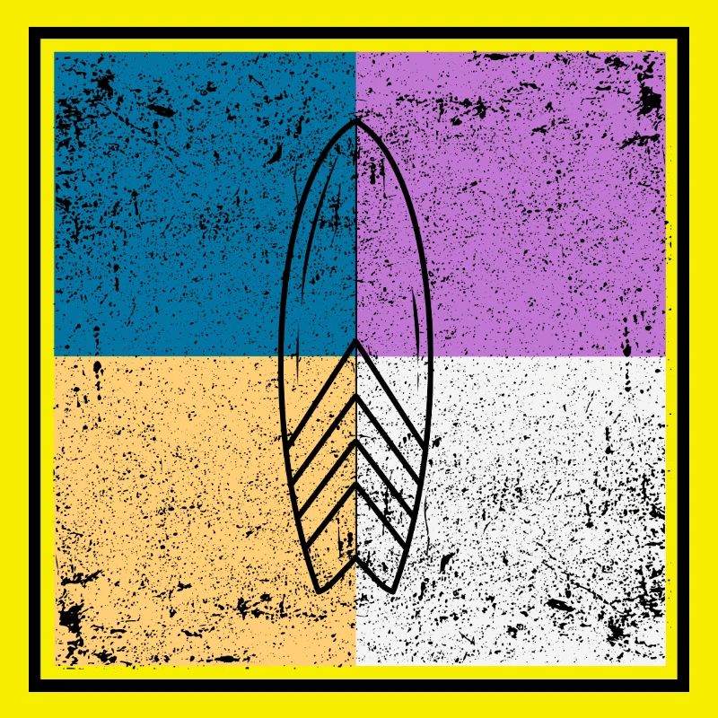 Surfbrett auf vierfarbigem Quad-Design