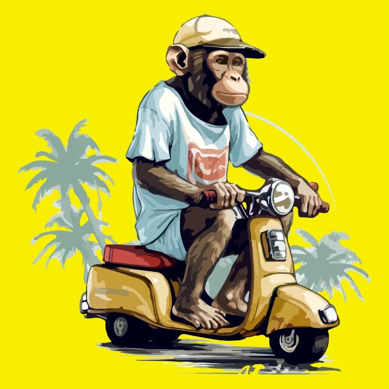 Kiki der Affe auf dem Roller