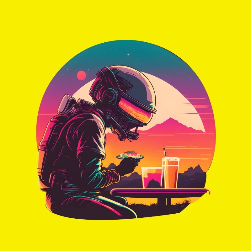 Dîner spatial des astronautes Synthwave