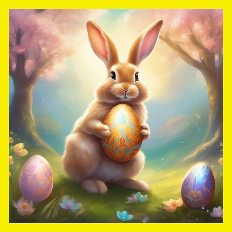 Spring bunny with gold Easter egg