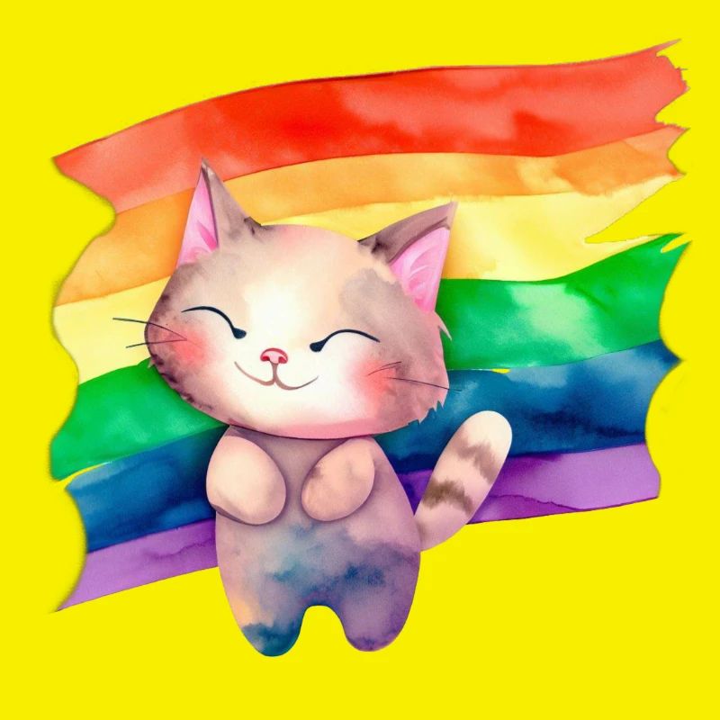 Chat avec drapeau lgbt