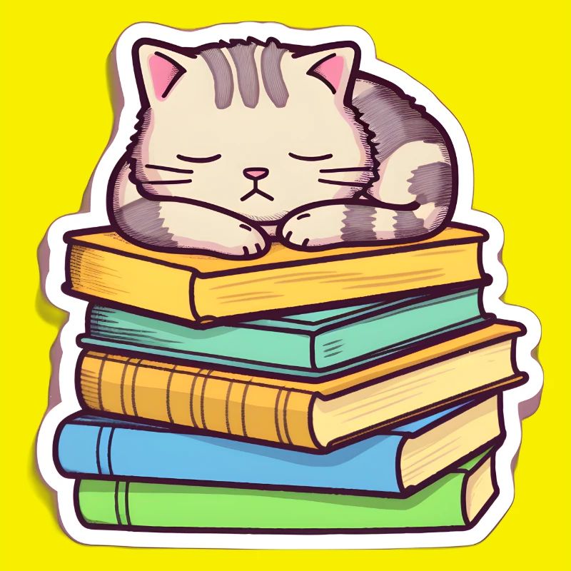 Sleeping Book Cat
