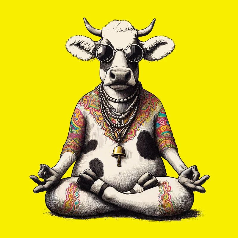Schweizer Milchkuh Hippie Meditation