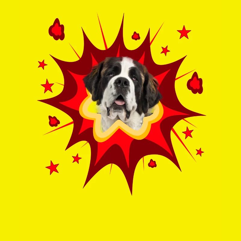 Conception de chien comique - Pow - St. Bernard