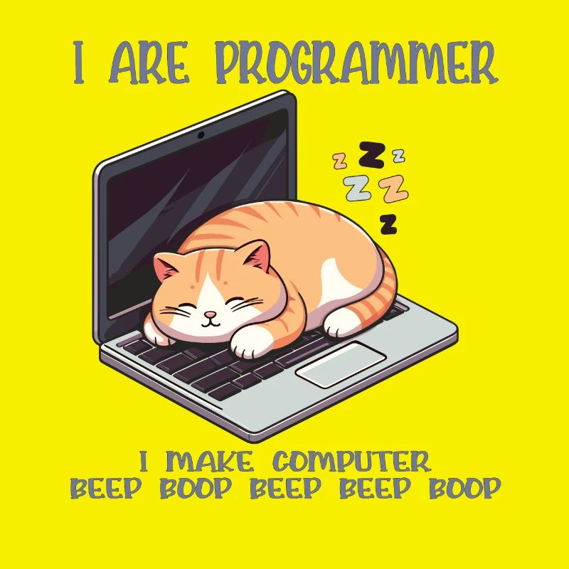 I are programmer, fat sleeping cat