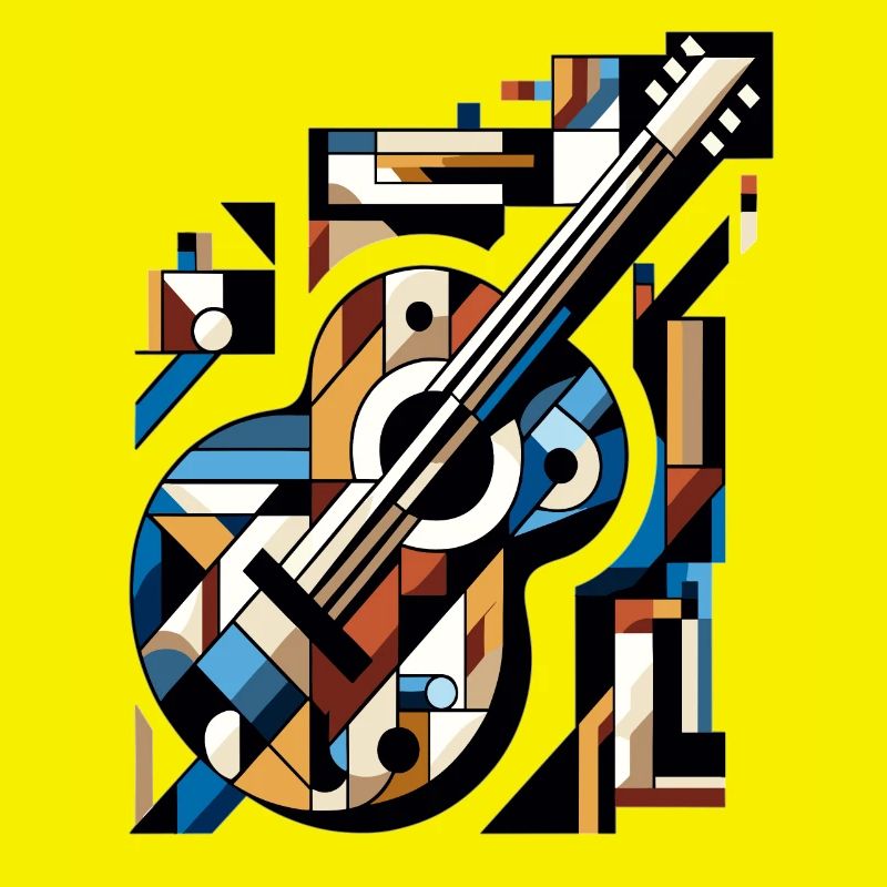 Kubistisches Gemälde eines Musikinstruments