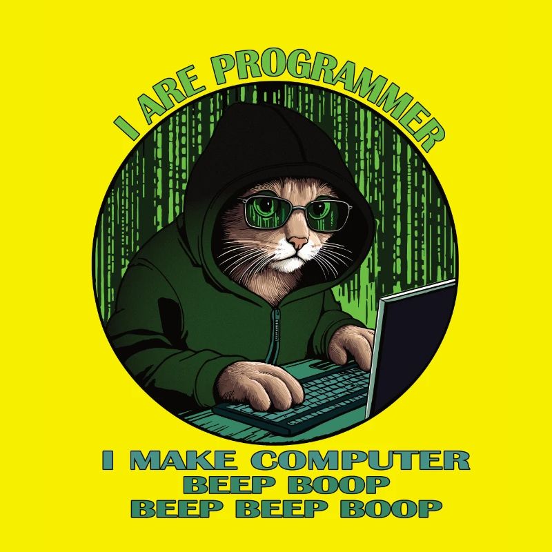 Je suis programmeur, vert, programmateur chat