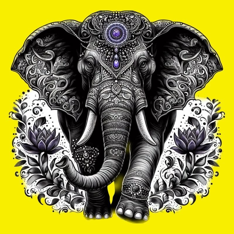 Éléphant avec coiffe