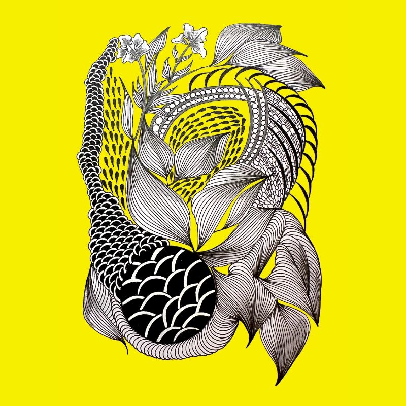 Black and White Leaf Snake Pattern