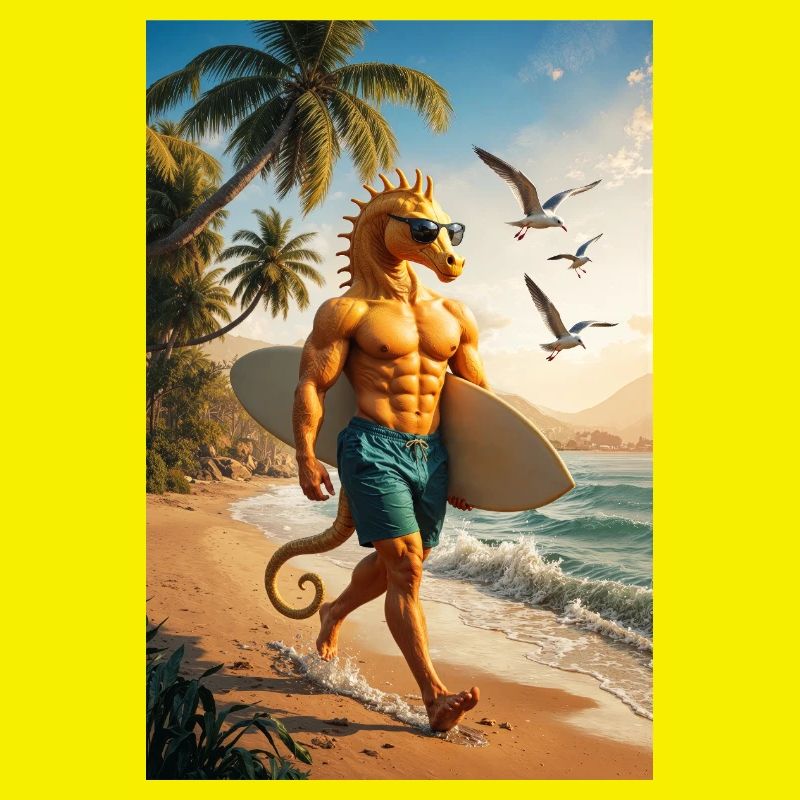 Surfer Humanoides Seepferdchen