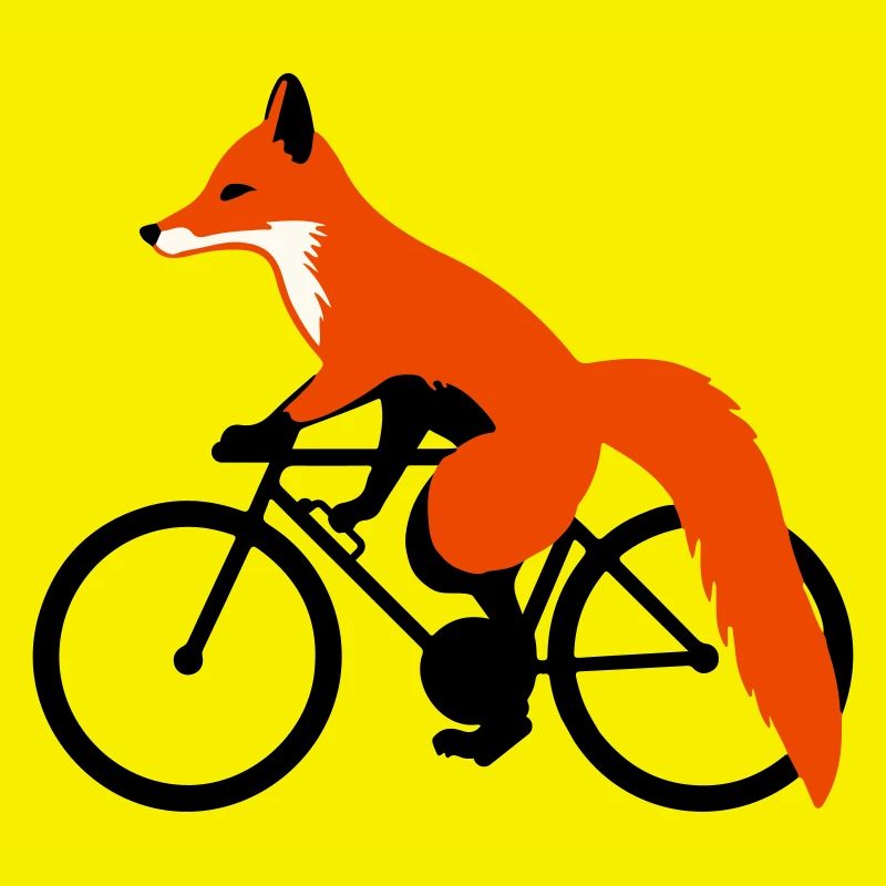 fox on bicycle