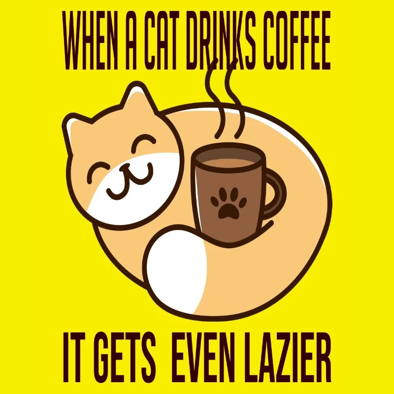 When a cat drinks coffee it gets even lazier
