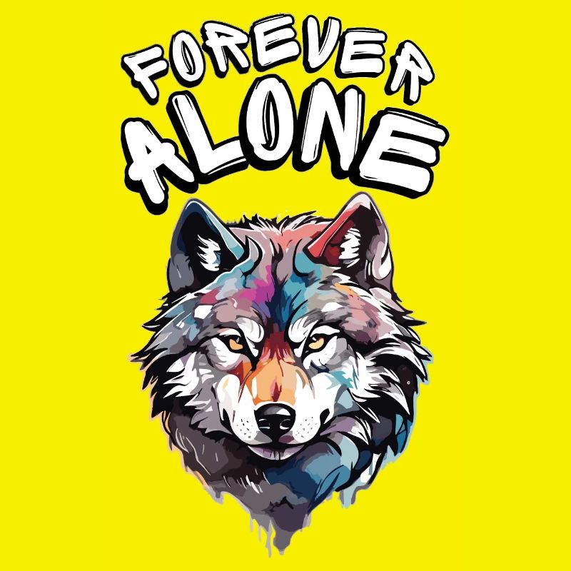 Ein farbenfrohes Wolfsporträt mit einer Botschaft