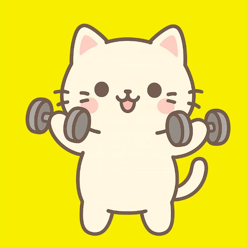 Kitten doing strength training