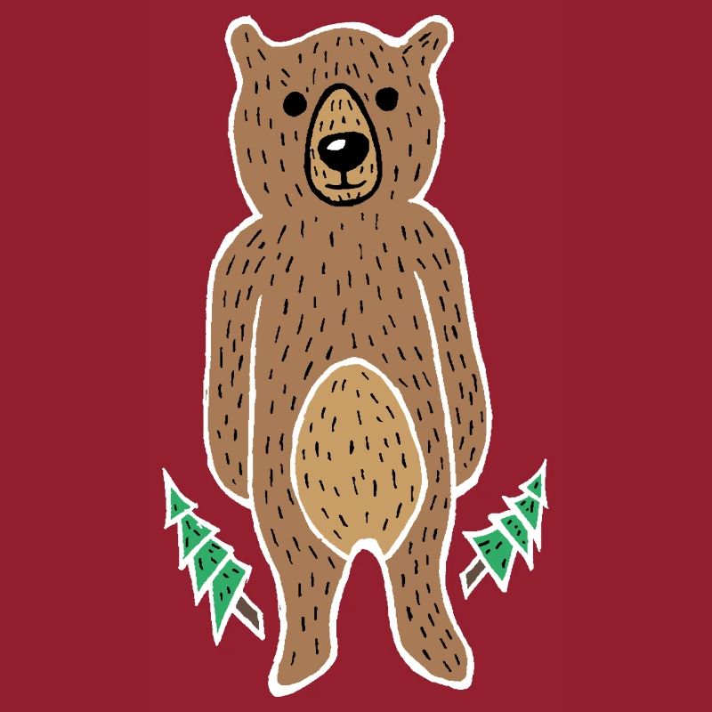 Ours drôle et mignon dans la forêt (bordure blanche)