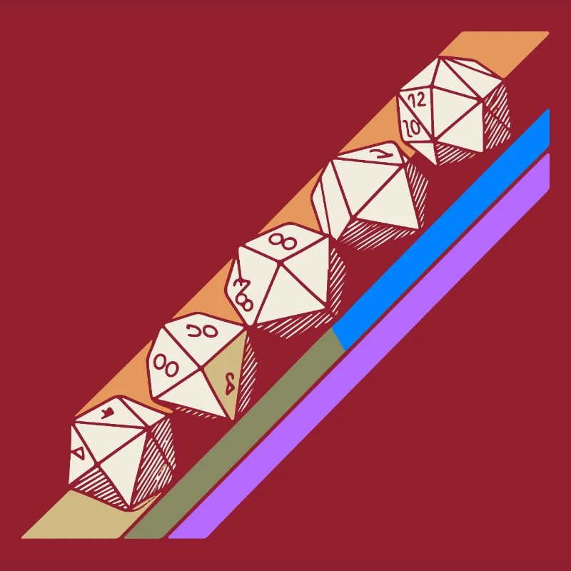 Retro Minimalist Polyhedral Dice Set Tabletop RPGP
