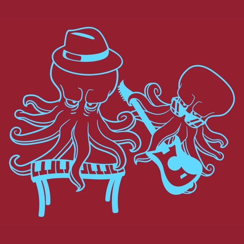 2 Octopus Guitar Keyboard Octopus Squid Team