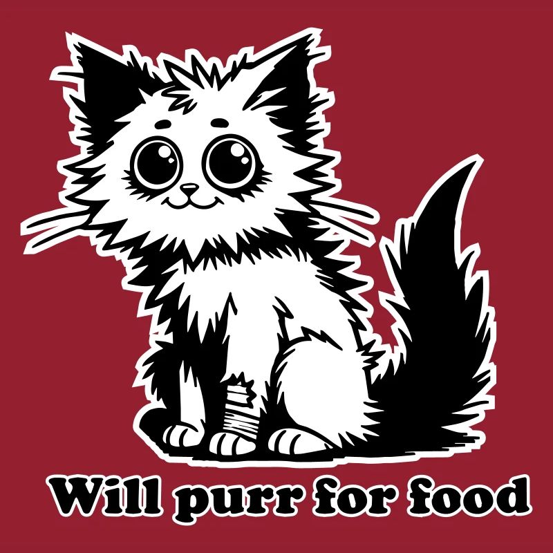 Chat sans abri - Will ronronnera pour la conception de nourriture
