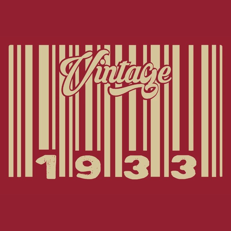 Vintage 1933 Barcode 1933: Year 2025.