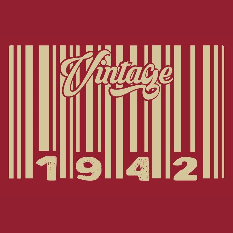 Vintage 1942 Barcode 1942: Year 2025.