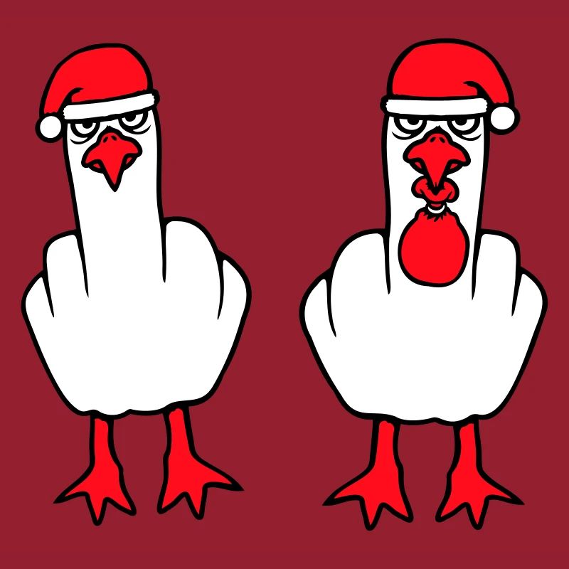 2 Seagulls Finger Insult Équipe de Noël