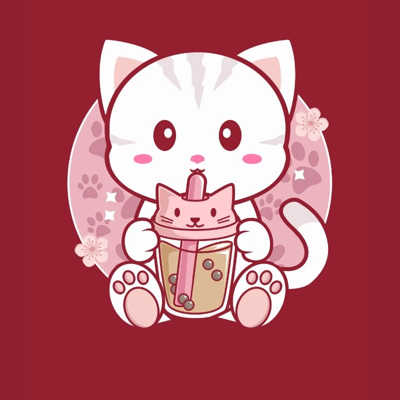 Katze Bubble Tea Süße Katze trinkt Bubble Tee