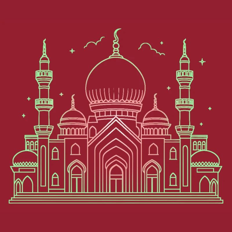 Moschee Stern Halbmond stilisiert grün oder schwarz