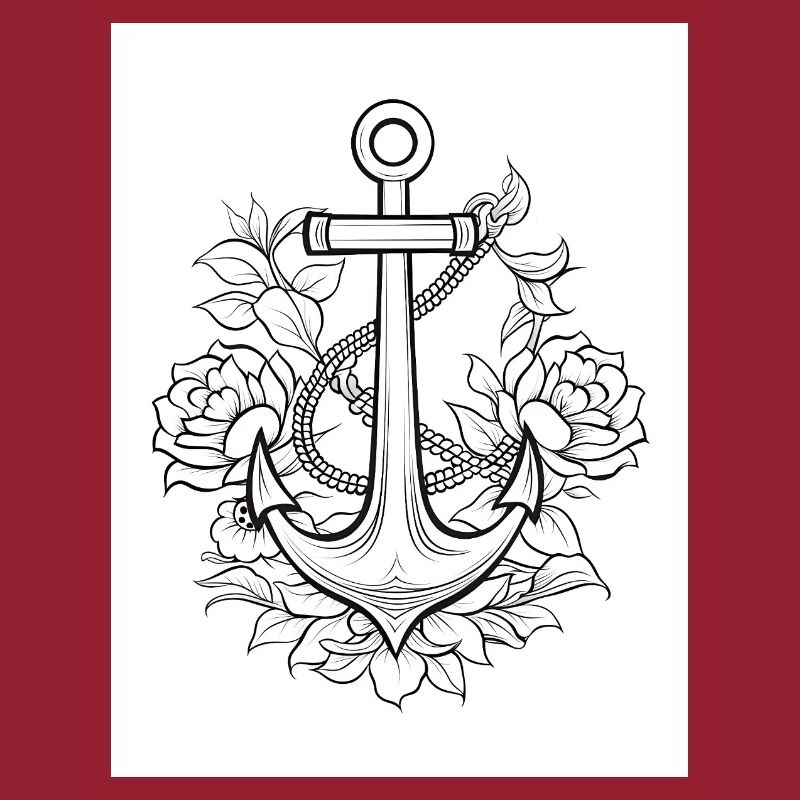 Anchor Tattoo Coloring Page Pattern