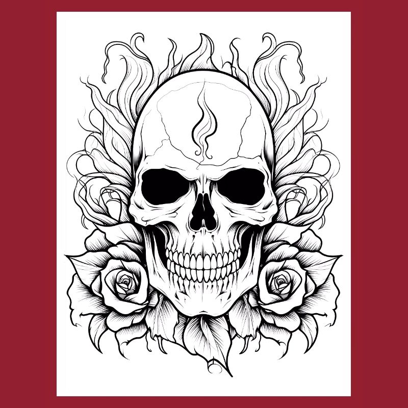 Skull Tattoo #6 Coloring Page Pattern