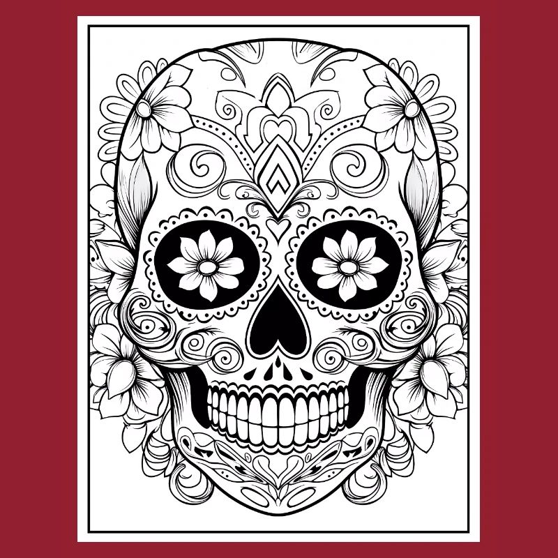 Skull Tattoo #11 Coloring Page Pattern