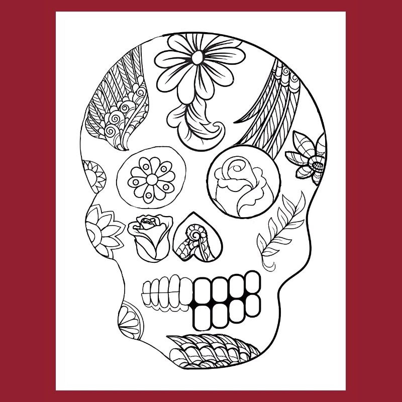 Skull Tattoo #17 Coloring Page Pattern
