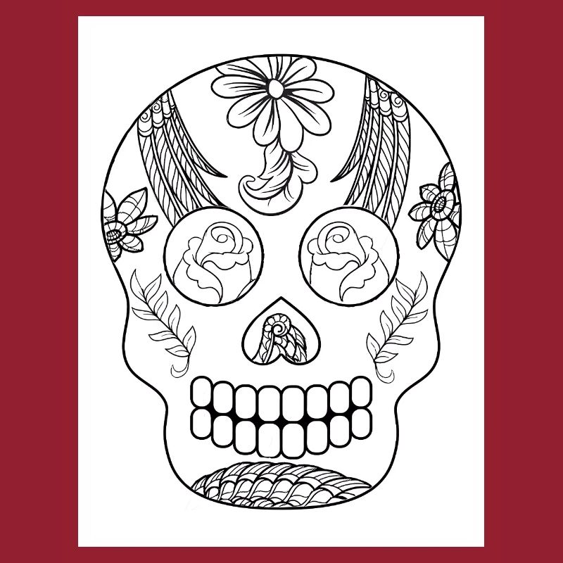 Skull Tattoo #16 Coloring Page Pattern