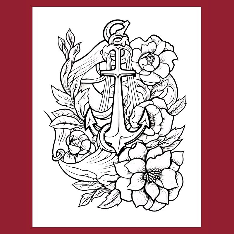Anchor Tattoo #2 Coloring Page Pattern