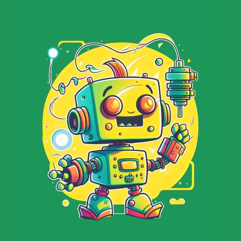 Retro Robot Cute Robotic Engineer Technology