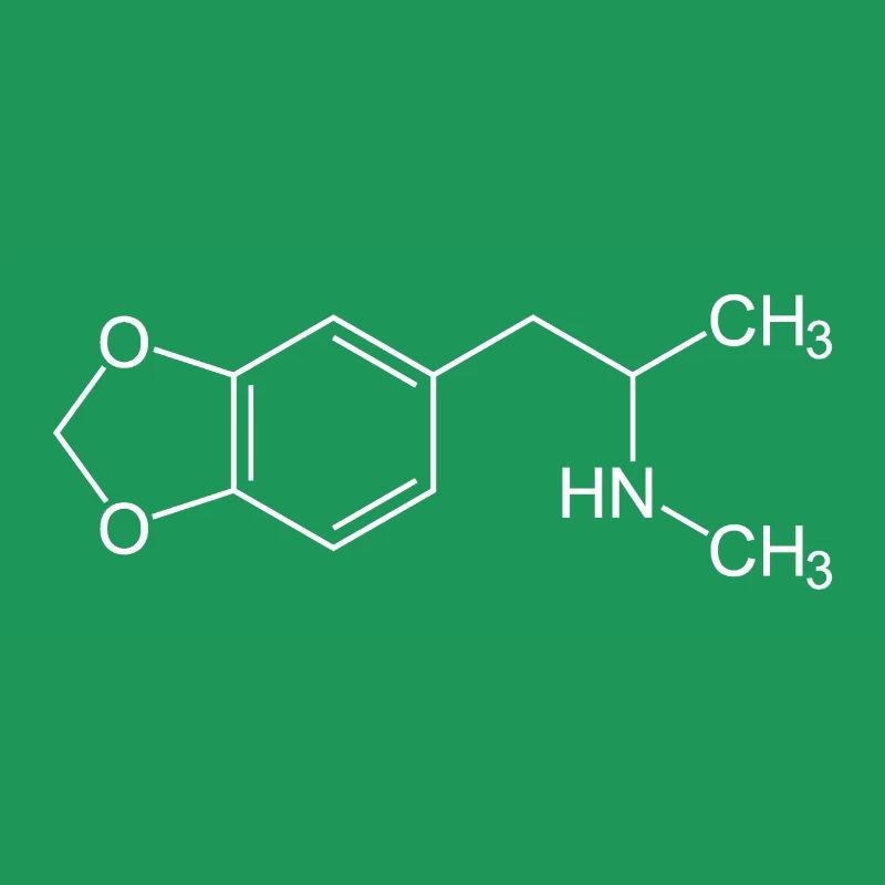 Structural formula / chemical formula MDMA white