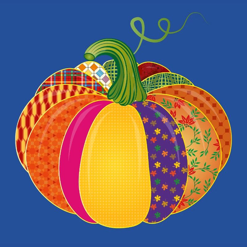 Patchwork Pumpkin – Colorful Patterned Autumn Decoration