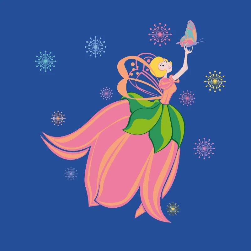 Fabuleuse fée des fleurs avec papillon