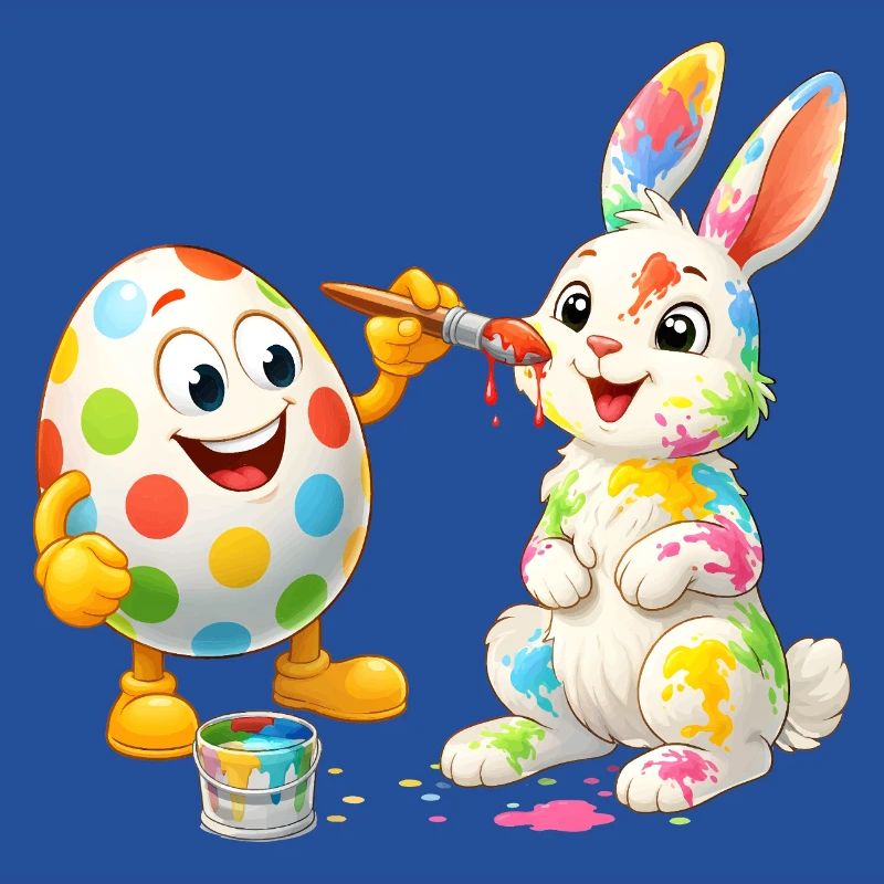 Funny Easter Egg Paints Happy Easter Bunny