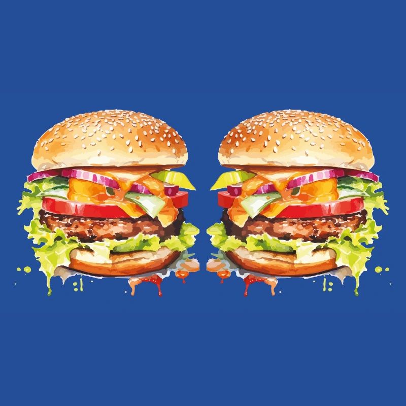 Burger Watercolor Explosion