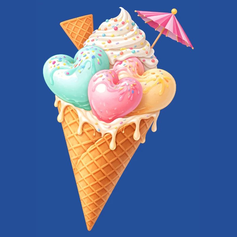 Herz Eis in Waffel Illustration 