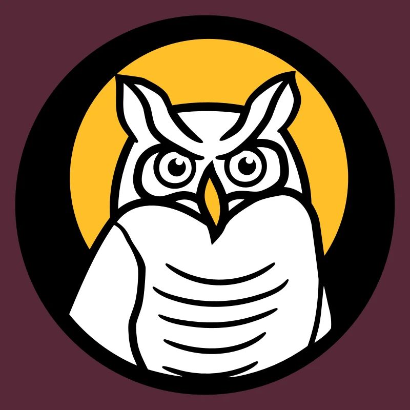 Owl Bird Eagle Owl Sun Moon Night Full Moon Round Logo