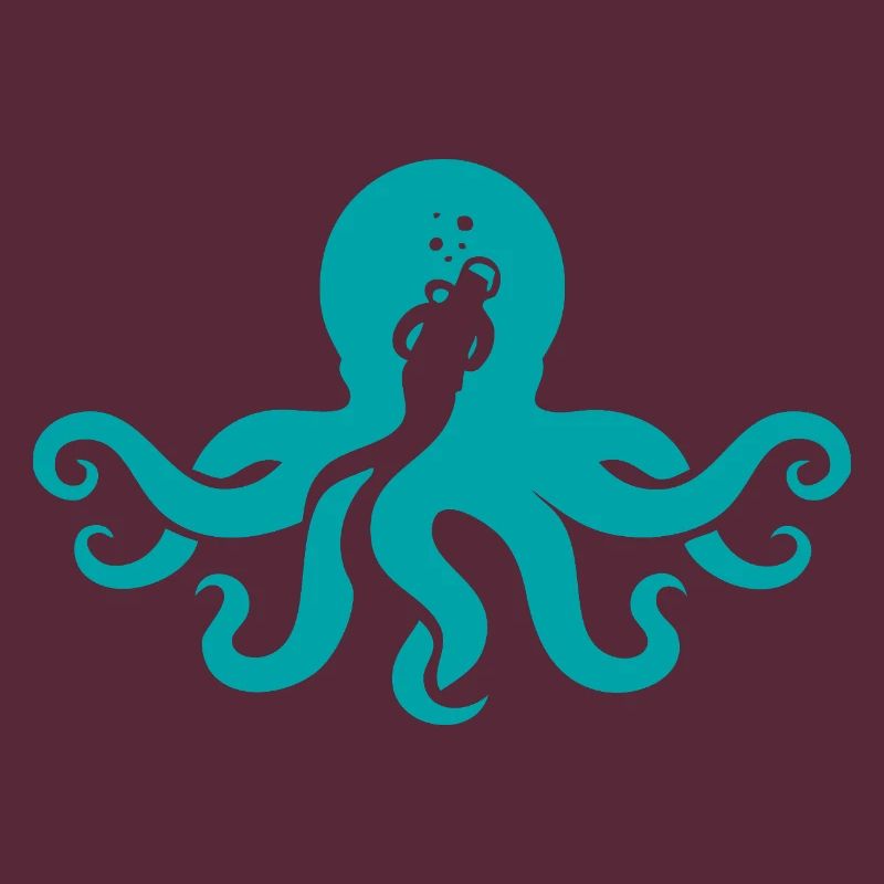 Turquoise Octopus Silhouette