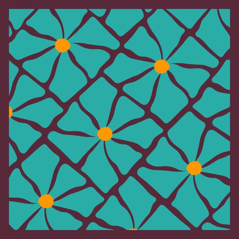 Turquoise Blossoms Mosaic Pattern