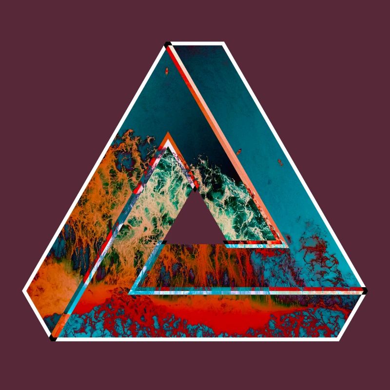 Penrose triangle optical illusion colored patterned